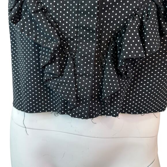PASKAL CROP Polka Dot Ruffle Trim Blouse Cut By Hand sz M $330 Flawed-Read desc - Picture 5 of 8